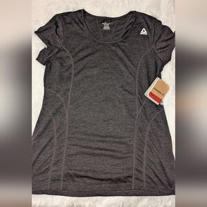 Reebok Athletic Short Sleeve Medium Slim Fit T Shirt Charcoal NWT